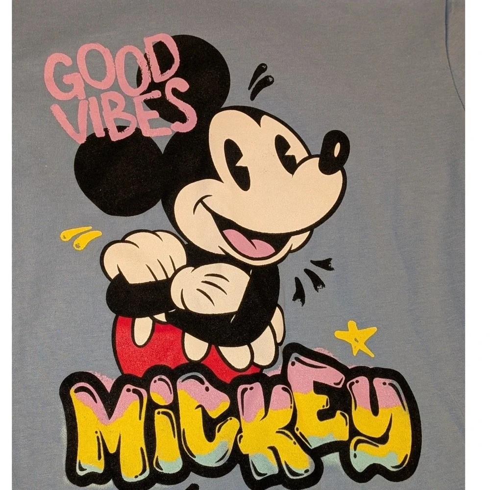 Disney Mickey Mouse Boys Blue Good Vibes 2-Piece Pajama Jogger‎ Set Size 6 NWOT